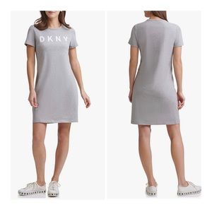 DKNY Logo Heather Grey T-Shirt Mini Dress Size Large NWT